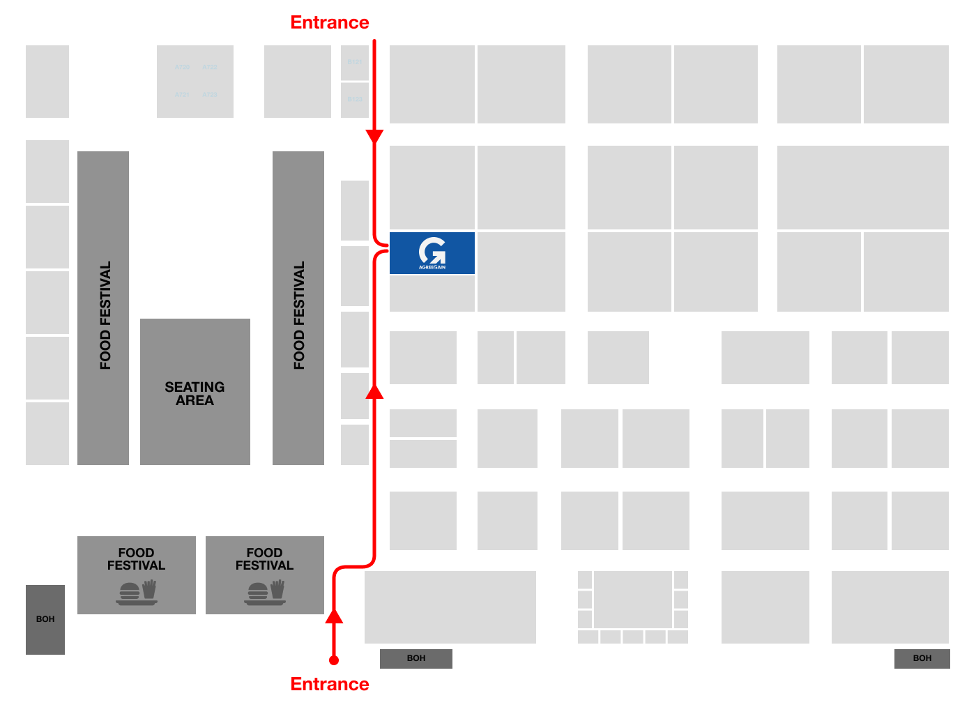 Floor plan of SBC Summit Lisbon 2026 showing Agreegain at stand B231